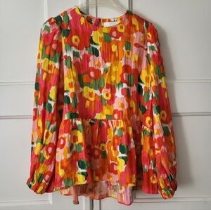 Tuckernuck Pomander Place Magnolia Watercolor Carlota Blouse Top Size XS
